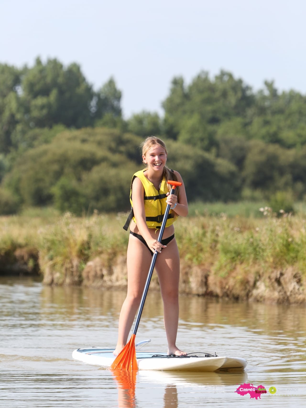 Paddleboarding on the river