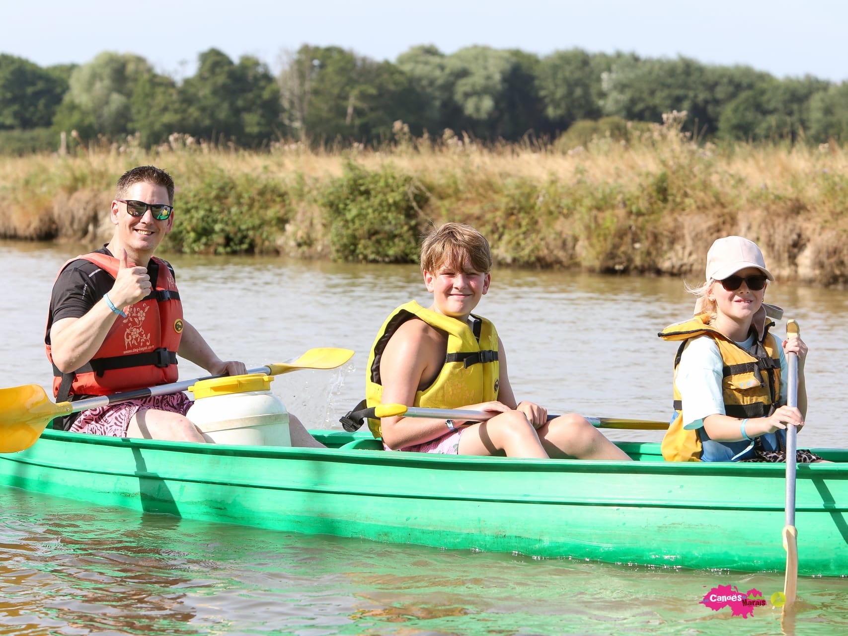 Kevin and the kids in the kayak